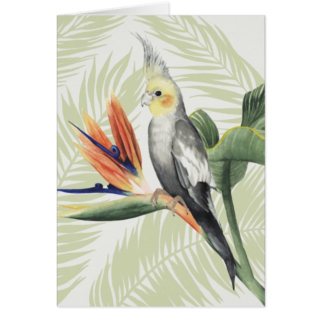 Palmbladeren met zwarte vogel (Voorkant)