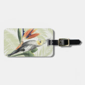 Palmbladeren met zwarte vogel bagagelabel (Voorkant horizontaal)