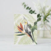 Palmbladeren met zwarte vogel briefkaart (Staand voorkant)