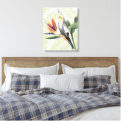 Palmbladeren met zwarte vogel canvas afdruk (Insitu (Slaapkamer))