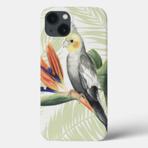Palmbladeren met zwarte vogel iPhone 13 hoesje