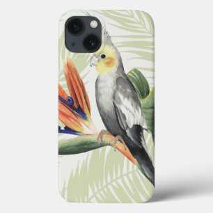 Palmbladeren met zwarte vogel iPhone 13 hoesje