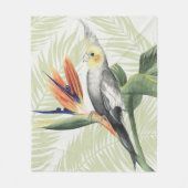 Palmbladeren met zwarte vogel fleece deken (Voorkant)