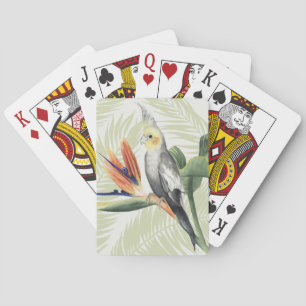 Palmbladeren met zwarte vogel pokerkaarten