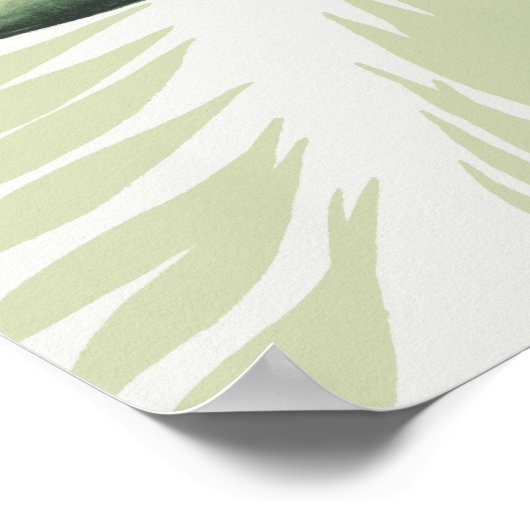 Palmbladeren met zwarte vogel poster (Hoek)