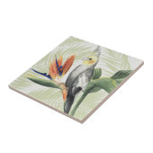 Palmbladeren met zwarte vogel tegeltje (Zijkant)