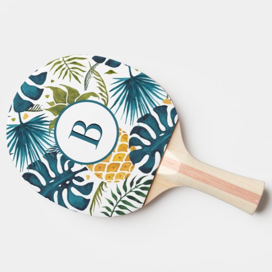 Palmbladeren Monogram anananas goudappel Tafeltennisbatje (Zijkant)