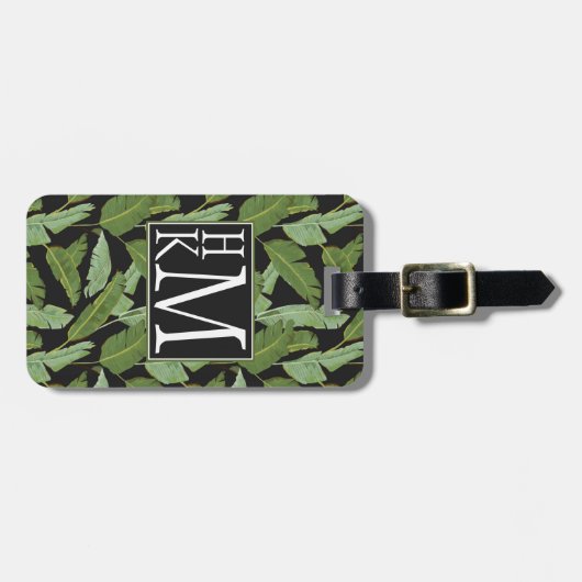 Palmbladeren | Monogram Bagagelabel (Voorkant horizontaal)