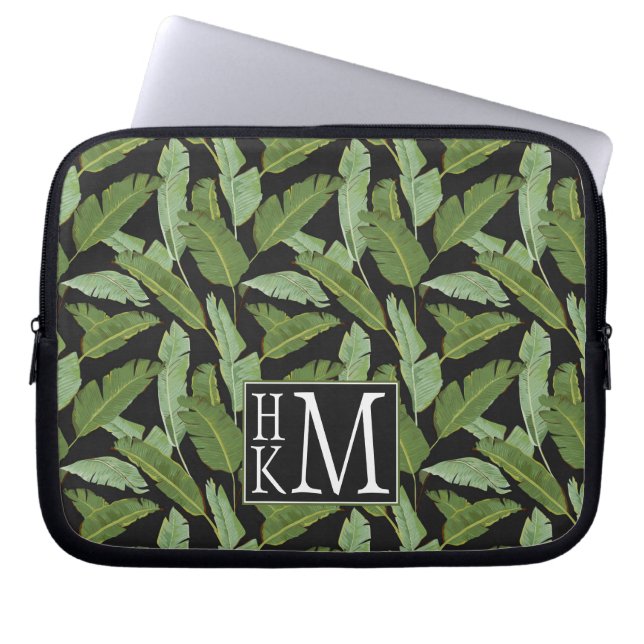 Palmbladeren | Monogram Laptop Sleeve (Voorkant)
