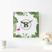 Palmbladeren Monogramed Acrylwandklok Vierkante Klok (Huis)
