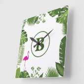 Palmbladeren Monogramed Acrylwandklok Vierkante Klok (Hoek)