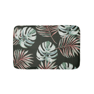 Palmbladeren, monstera: tropische waterverf. badmat