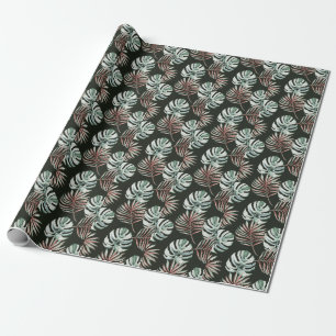 Palmbladeren, monstera: tropische waterverf. cadeaupapier