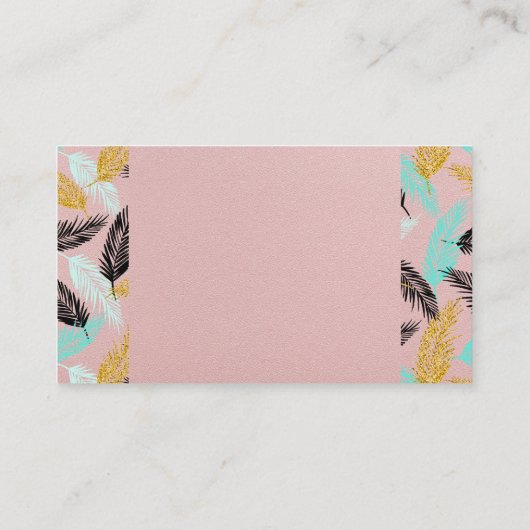 Palmbladeren | Natuurlijke | Roze textuur Visitekaartje (Achterkant)