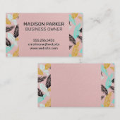 Palmbladeren | Natuurlijke | Roze textuur Visitekaartje (Voorkant / Achterkant)