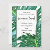 Palmbladeren oerwoud bos gebladerte bruiloft kaart (Voorkant)