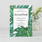 Palmbladeren oerwoud bos gebladerte bruiloft kaart (Staand voorkant)