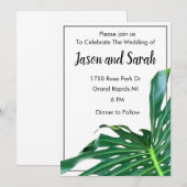 Palmbladeren oerwoud bos gebladerte bruiloft kaart (Voorkant / Achterkant)