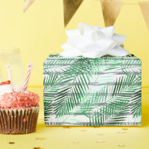 Palmbladeren op een gestreepte zwart-witte achterg