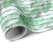 Palmbladeren op een gestreepte zwart-witte achterg cadeaupapier (Rol Hoek)