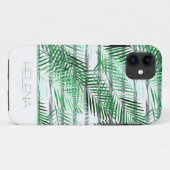 Palmbladeren op een gestreepte zwart-witte achterg Case-Mate iPhone case (Achterkant (horizontaal))