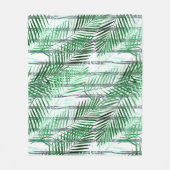 Palmbladeren op een gestreepte zwart-witte achterg fleece deken (Voorkant)