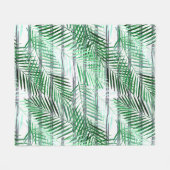 Palmbladeren op een gestreepte zwart-witte achterg fleece deken (Voorkant (Horizontaal))