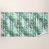 Palmbladeren op een gestreepte zwart-witte achterg strandlaken (Voorkant)