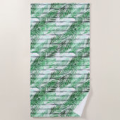 Palmbladeren op een gestreepte zwart-witte achterg strandlaken (Voorkant)