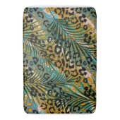 Palmbladeren op een luipaard achtergrond. badmat (Voorkant Verticaal)