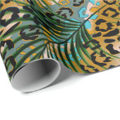 Palmbladeren op een luipaard achtergrond. cadeaupapier (Rol Hoek)