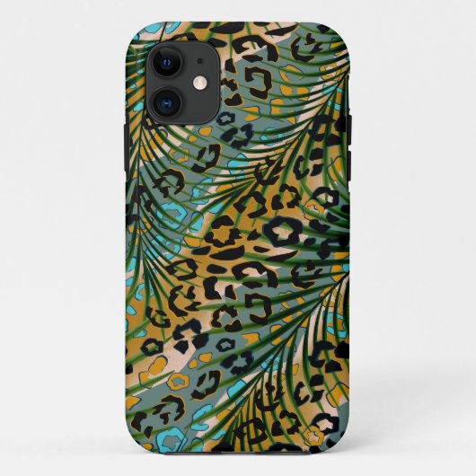 Palmbladeren op een luipaard achtergrond. Case-Mate iPhone case (Achterkant)