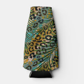 Palmbladeren op een luipaard achtergrond. flesjeskoeler (Voorkant)