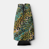 Palmbladeren op een luipaard achtergrond. flesjeskoeler (Achterkant)