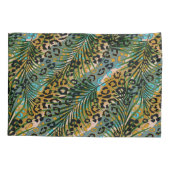 Palmbladeren op een luipaard achtergrond. kussensloop (Achterkant)