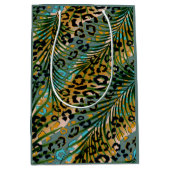 Palmbladeren op een luipaard achtergrond. medium cadeauzakje (Voorkant)