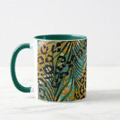 Palmbladeren op een luipaard achtergrond. mok (Links)