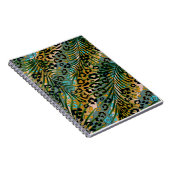 Palmbladeren op een luipaard achtergrond. notitieboek (Rechterzijde)
