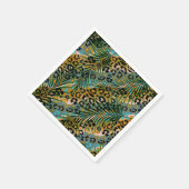 Palmbladeren op een luipaard achtergrond. servet (Hoek)