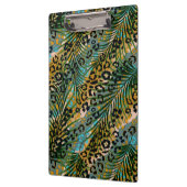 Palmbladeren op een luipaard achtergrond. servette klembord (Links)