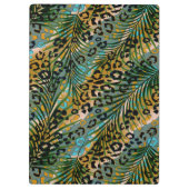 Palmbladeren op een luipaard achtergrond. servette klembord (Achterkant)