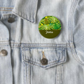 Palmbladeren op geel ronde button 5,7 cm (In situ)
