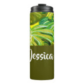 Palmbladeren op geel thermosbeker (Voorkant)
