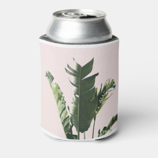 Palmbladeren op roze blikjeskoeler (Blikje Achterkant)