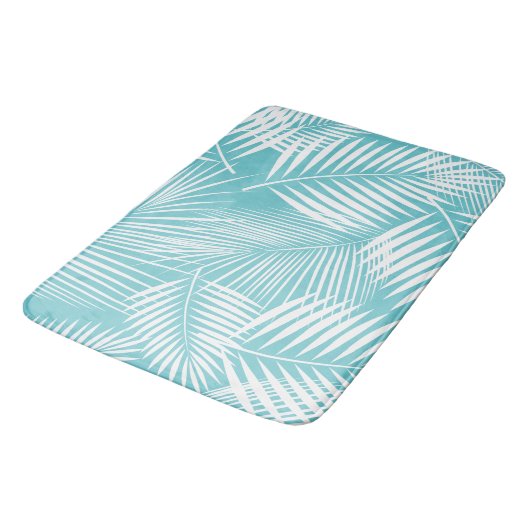 Palmbladeren op turquoise  badmat (Gekanteld)
