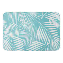 Palmbladeren op turquoise  badmat