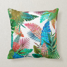 Palmbladeren op witte achtergrond kussen