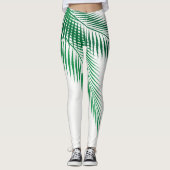 Palmbladeren op witte Leggings (Voorkant)