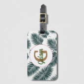 Palmbladeren patroon gepersonaliseerde naam en ini bagagelabel (Voorkant (verticaal))