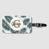 Palmbladeren patroon gepersonaliseerde naam en ini bagagelabel (Voorkant (horizontaal))